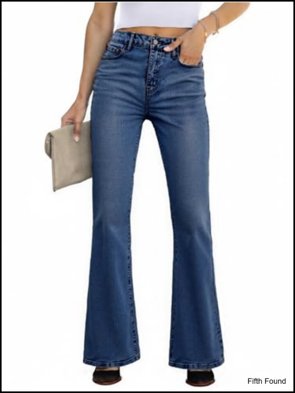 High Waisted Flare Jeans Stretch Bootcut Ripped Distressed Denim Plus Size
